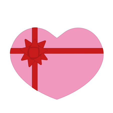 Heart-shaped present with red ribbonのイラスト素材