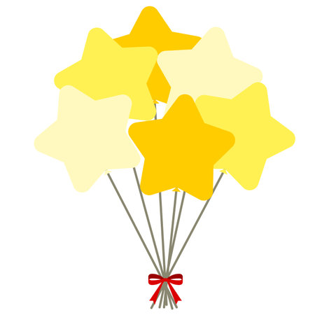 Simple and cute yellow balloons in the shape of starsのイラスト素材
