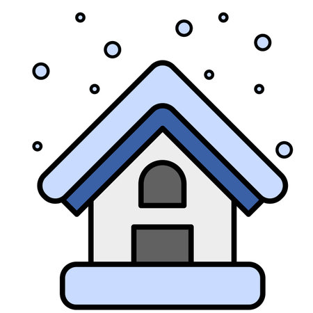 Illustration of a house covered in snowのイラスト素材