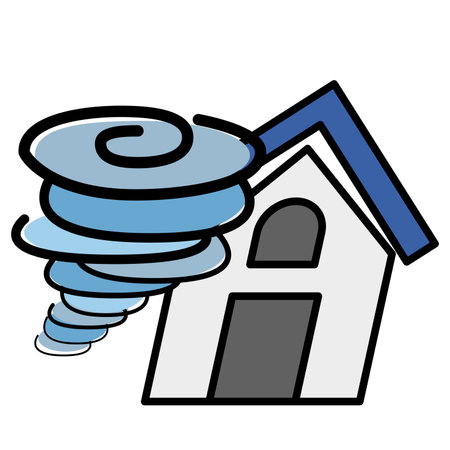 Illustration of a house hit by wind disasterのイラスト素材