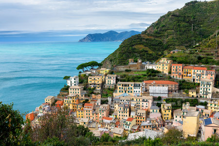 Riomaggiore Fishing Quarter, the harbor of a small Italian fishing village in the evening
