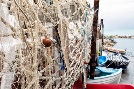 Riomaggiore Fishing Quarter, the harbor of a small Italian fishing village in the eveningの写真素材