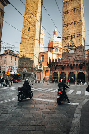 BOLOGNA, ITALY - 27 Decemder, 2018: General view of the downtown streetsのeditorial素材