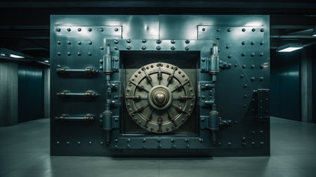 A large bank safe in a large bank vault.の素材