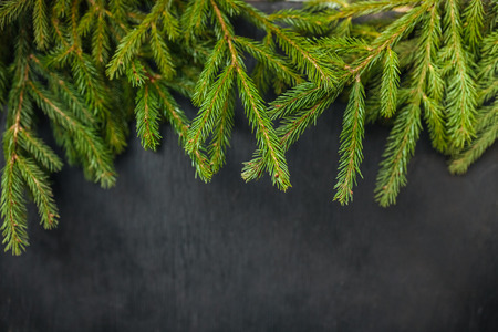 Wooden background. Christmas of the heart. Black background. Beautiful firの写真素材