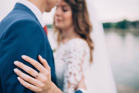 Wedding couple on the seaの写真素材