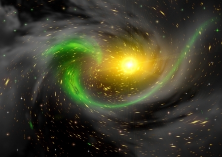 Stars of a planet and galaxy in a free spaceの写真素材