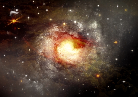Stars of a planet and galaxy in a free space の写真素材