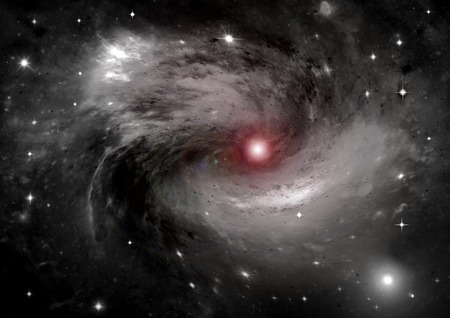 Stars of a planet and galaxy in a free spaceの写真素材