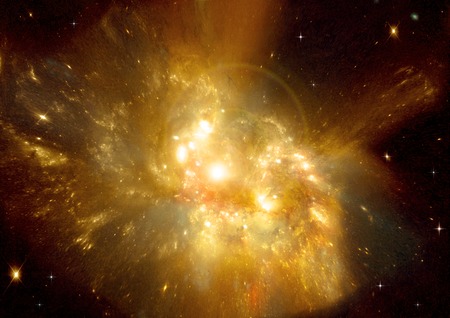Stars of a planet and galaxy in a free spaceの写真素材