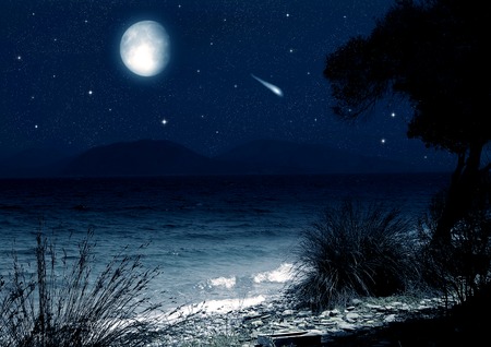moon in the night skyの写真素材