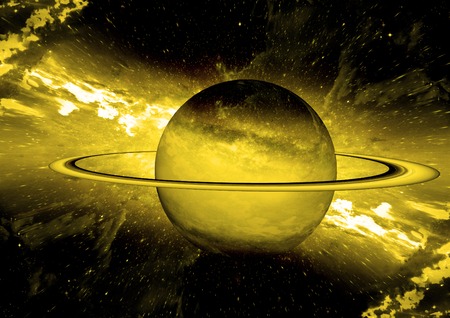 Stars of a planet and galaxy in a free spaceの写真素材