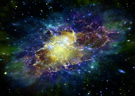 Stars of a planet and galaxy in a free spaceの写真素材