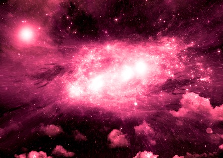 Stars of a planet and galaxy in a free spaceの写真素材