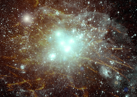 Stars of a planet and galaxy in a free spaceの写真素材