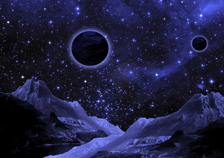 Stars of a planet and galaxy in a free space