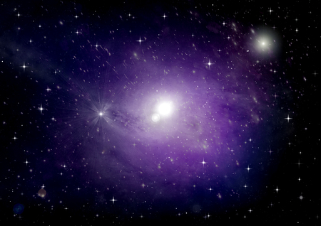 Stars of a planet and galaxy in a free spaceの写真素材