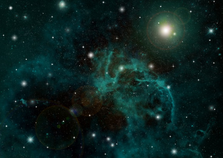 Stars of a planet and galaxy in a free space.