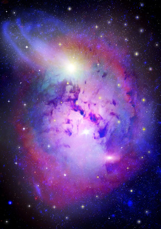 Stars of a planet and galaxy in a free space.の写真素材