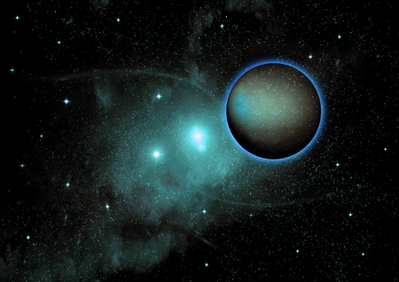 Stars of a planet and galaxy in a free spaceの写真素材