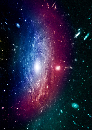 Stars of a planet and galaxy in a free spaceの写真素材