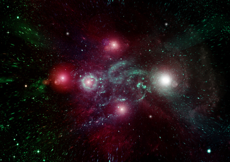 Stars of a planet and galaxy in a free space. Elements of this image furnished by NASA .の写真素材