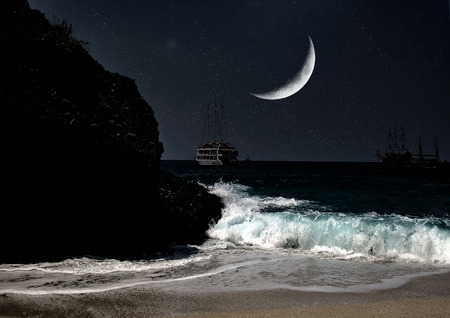 The moon in the night skyの写真素材