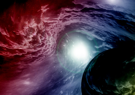 Stars of a planet and galaxy in a free spaceの写真素材