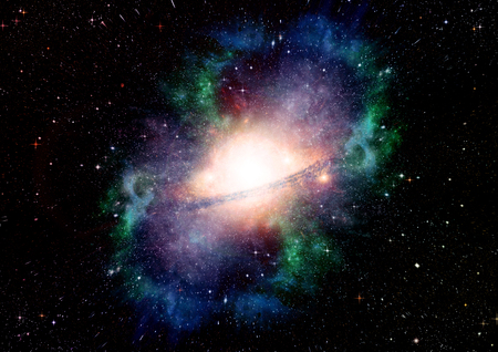 Stars of a planet and galaxy in a free spaceの写真素材