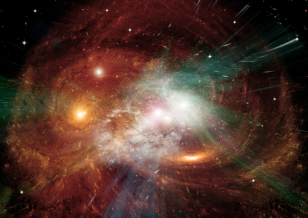 Stars of a planet and galaxy in a free spaceの写真素材