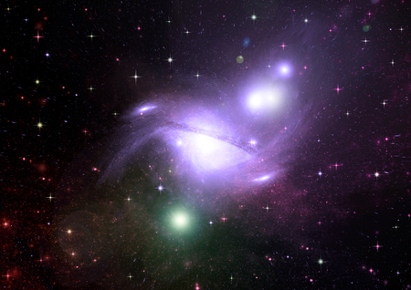 Stars of a planet and galaxy in a free spaceの写真素材
