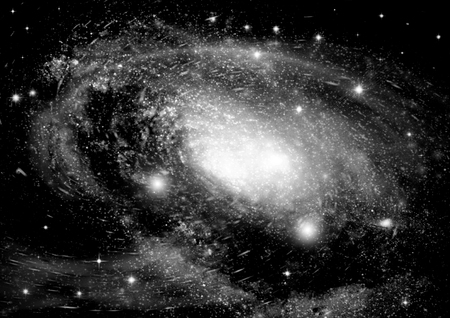 Stars of a planet and galaxy in a free spaceの写真素材