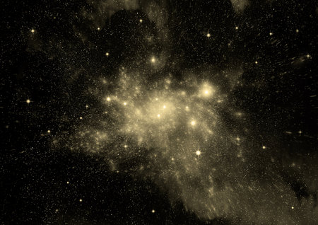 Stars of a planet and galaxy in a free spaceの写真素材