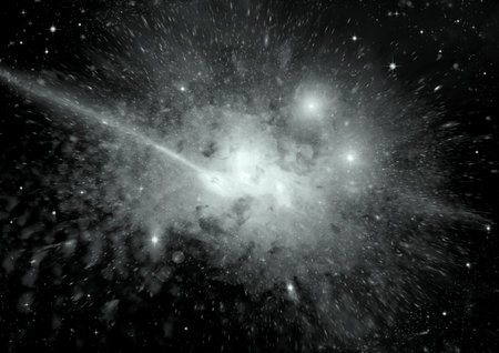 Stars of a planet and galaxy in a free spaceの写真素材
