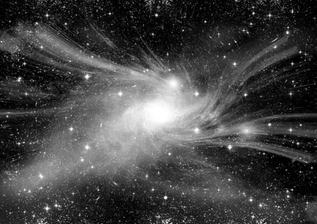 Stars of a planet and galaxy in a free spaceの写真素材