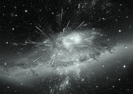 Stars of a planet and galaxy in a free spaceの写真素材