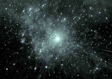 Stars of a planet and galaxy in a free spaceの写真素材