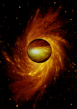 Stars of a planet and galaxy in a free spaceの写真素材