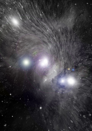 Stars of a planet and galaxy in a free spaceの写真素材