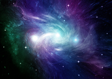 stars of a planet and galaxy in a free spaceの写真素材