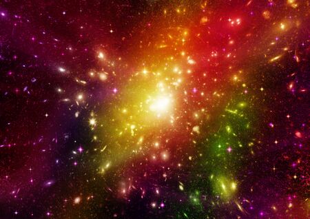 stars of a planet and galaxy in a free spaceの写真素材