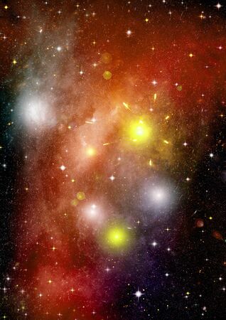 stars of a planet and galaxy in a free spaceの写真素材