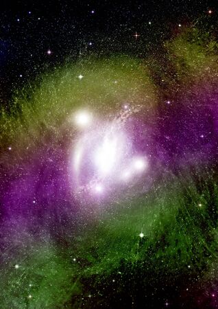 stars of a planet and galaxy in a free spaceの写真素材