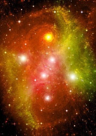 stars of a planet and galaxy in a free spaceの写真素材