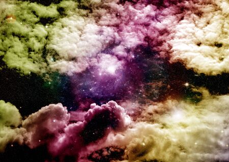 Stars of a planet and galaxy in a free spaceの写真素材