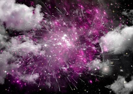 Stars of a planet and galaxy in a free space Elements of this image furnished by NASA. 3D renderingの写真素材