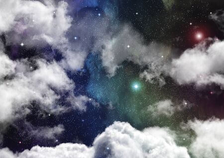 Stars of a planet and galaxy in a free space Elements of this image furnished by NASA. 3D renderingの写真素材