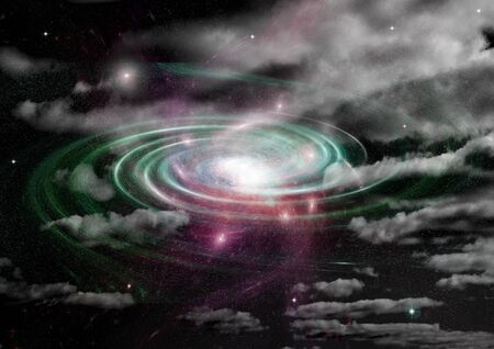 Stars of a planet and galaxy in a free space Elements of this image furnished by NASA. 3D renderingの写真素材