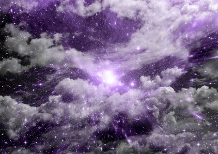 Stars of a planet and galaxy in a free spaceの写真素材