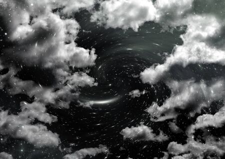 Stars of a planet and galaxy in a free spaceの写真素材